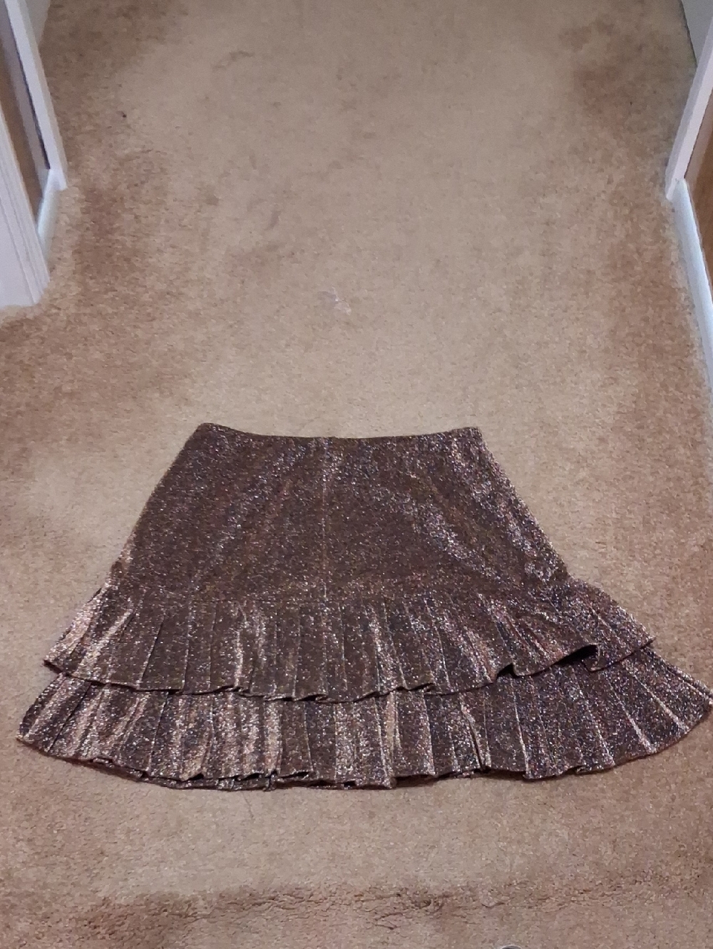 Source Unknown Metallic Bronze Tiered A-Line Skirt